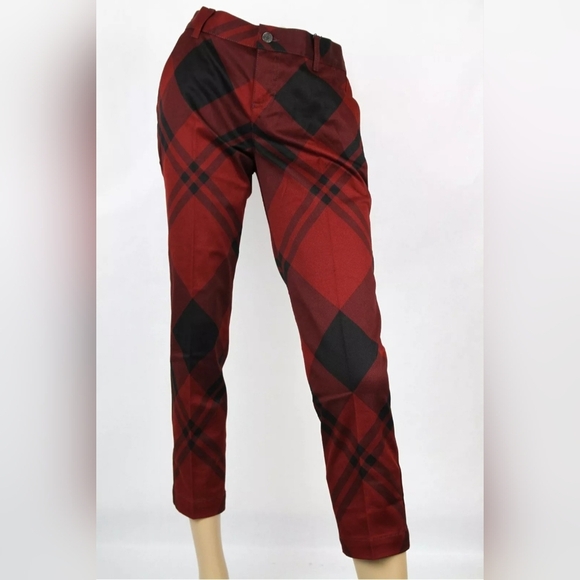 GUCCI Check Print Capri Pants Red/Black, NWT - Picture 1 of 7